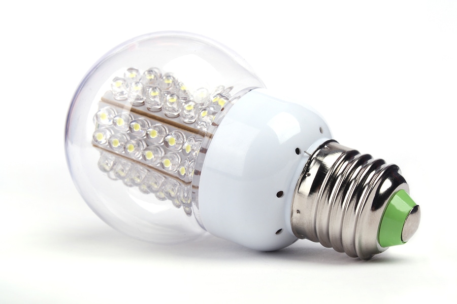 Close up LED Bulb isolated on white background more energy efficient