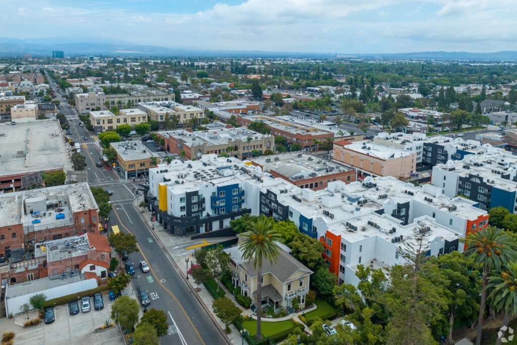 Aerial view of downtown Santa Ana in Orange County, California.