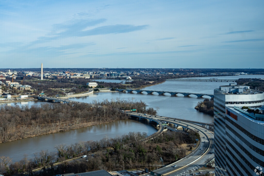 An aerial view of Washington, D.C., from Rosslyn, Virginia. 