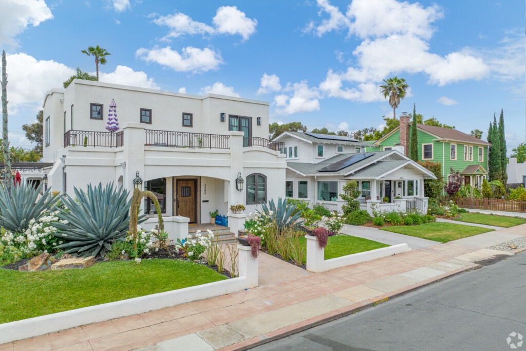 A row of homes in the North Park neighborhood of San Diego, CA.