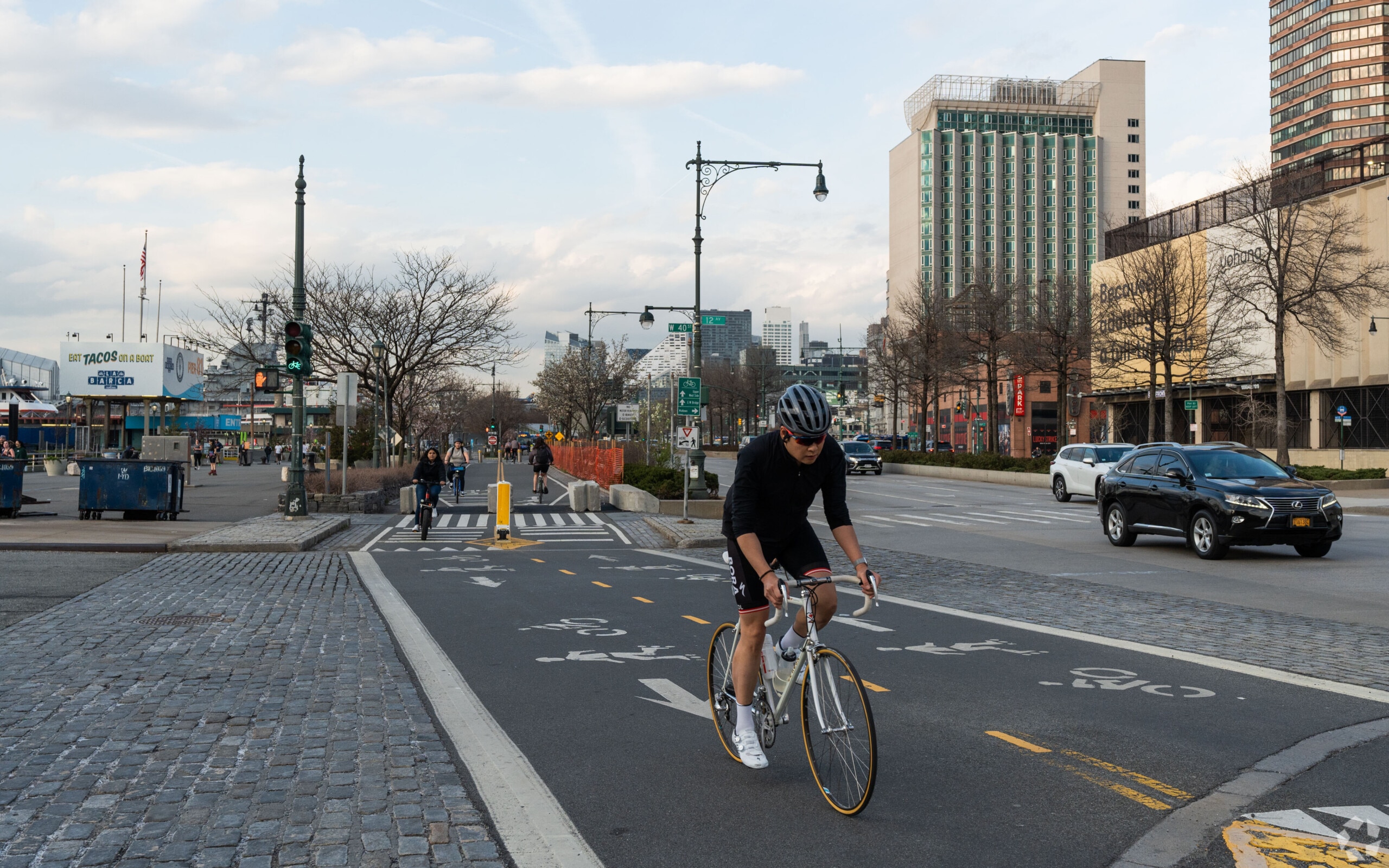 Pedal your way through breathtaking views on the Hudson River Bike Path in Hell's Kitchen.